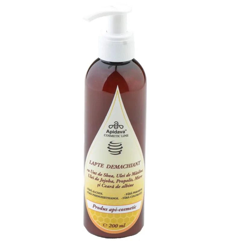Lapte demachiant cu Unt de Shea, Uleiuri vegetale, Propolis, Miere si Ceara de albine, 200 ml, Apidava Apidava Cosmetic Line — preț și oferte