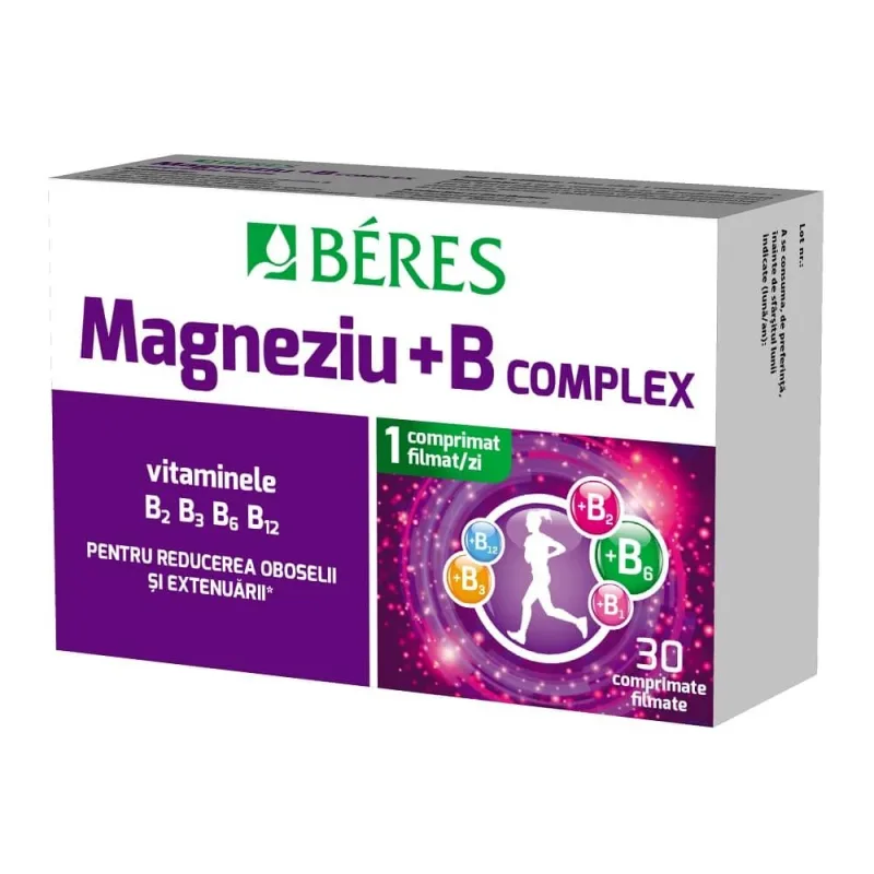 Magneziu + B complex, 30 comprimate filmate, Beres Pharmaceuticals Co  — preț și oferte
