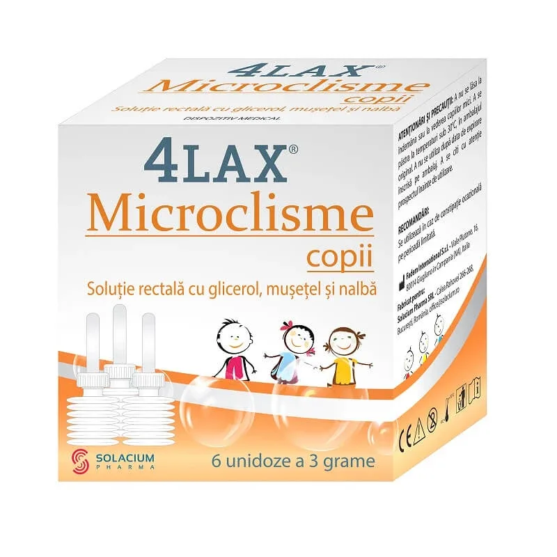 Microclisme copii 4Lax, 6 unidoze x 3 g, Solacium Pharma — preț și oferte