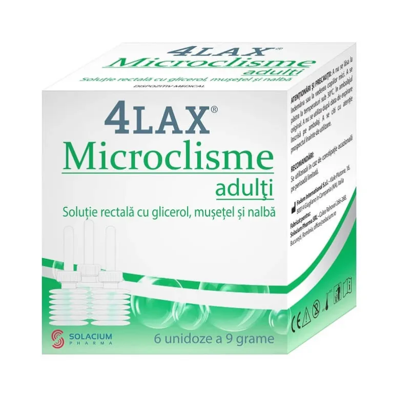 Microclisme adulti 4Lax, 6 unidoze x 9 g, Solacium Pharma — preț și oferte