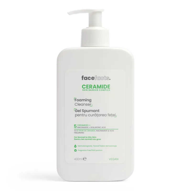 Gel spumant pentru curatarea fetei Ceramide, 400ml, Face Facts FACE FACTS CERAMIDE — preț și oferte