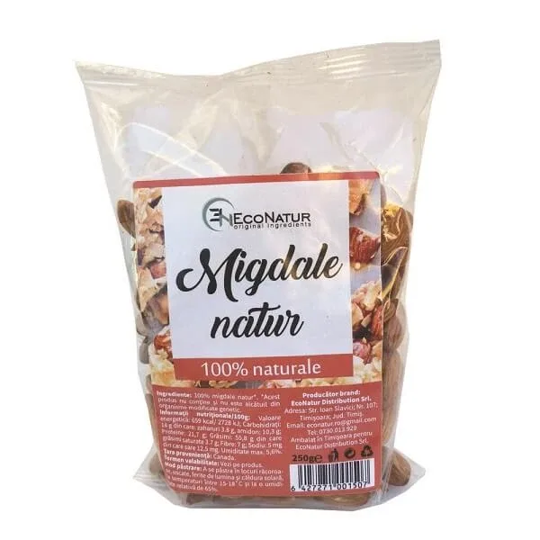Migdale natur crude, 250 g, EcoNatur — preț și oferte