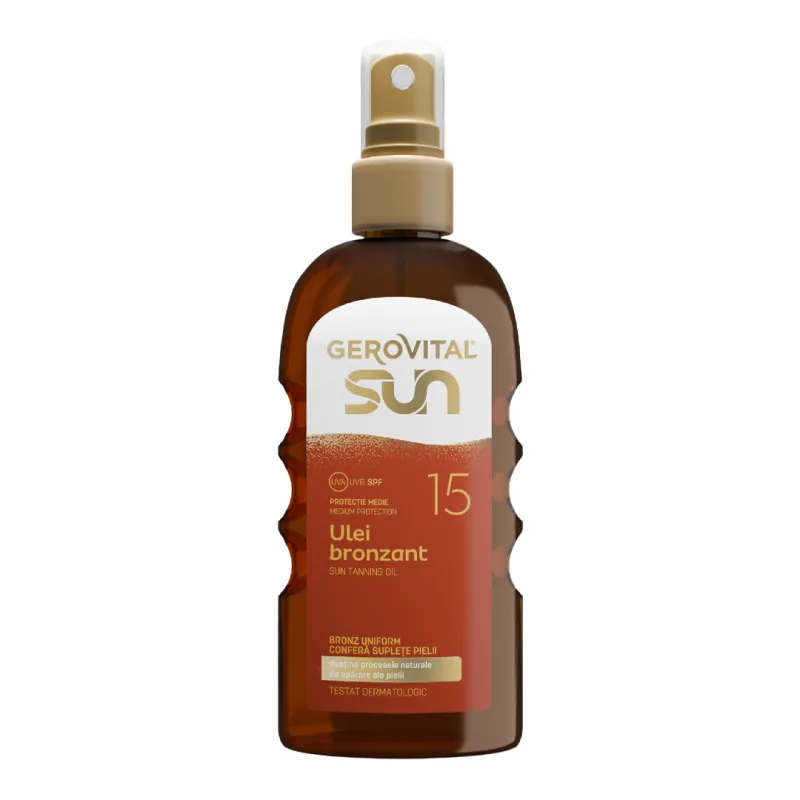 Ulei bronzant pentru plaja SPF15 Sun, 150 ml, Gerovital FARMEC — preț și oferte