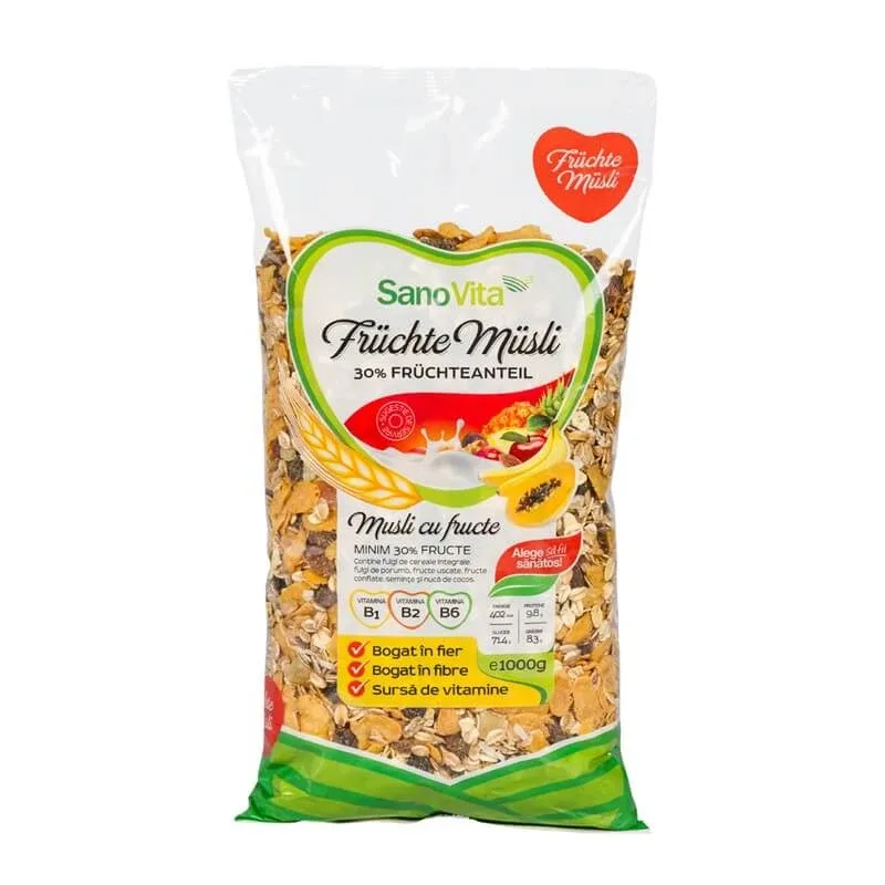 Musli cu Fructe, 1000 g, Sanovita — preț și oferte