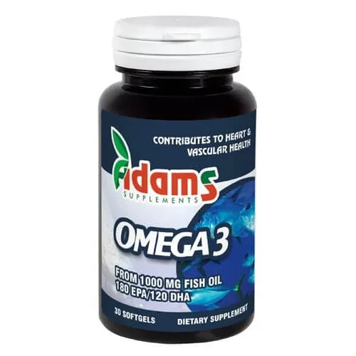 Omega 3 1000mg cu Vitamina E, 30 capsule, Adams Vision — preț și oferte