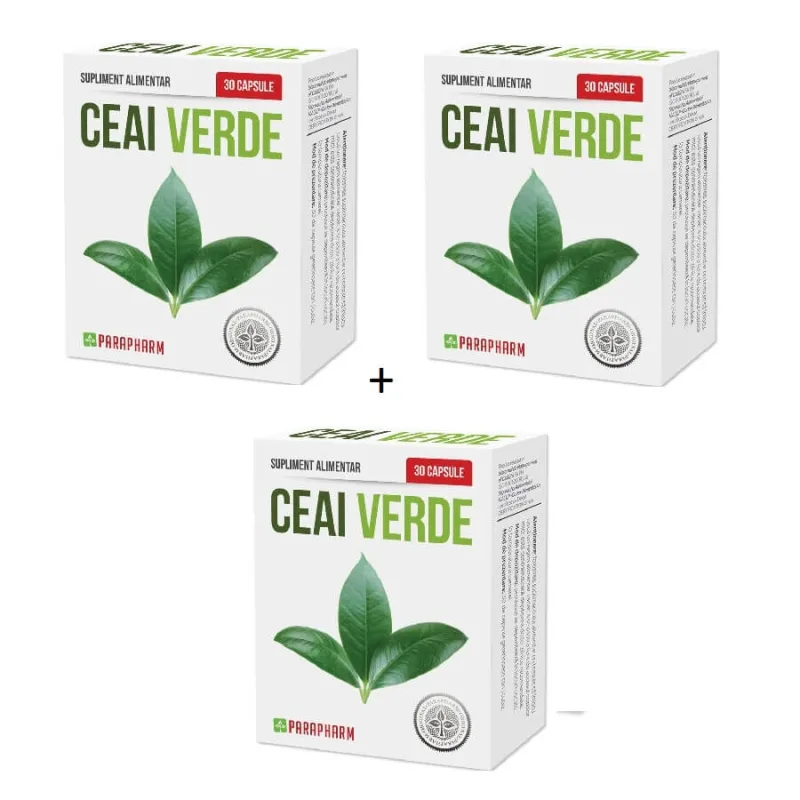 Pachet Ceai verde, 90 capsule (2+1), Parapharm — preț și oferte