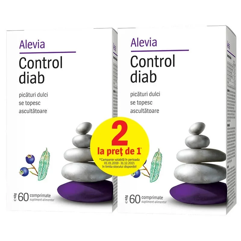 Pachet Control Diab, 60+60 comprimate (1+1), Alevia — preț și oferte