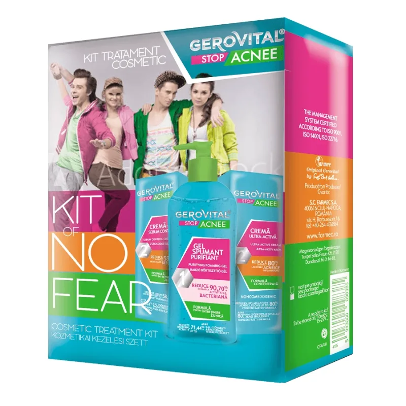 Gerovital Set Stop Akne Schaumgel, 150 ml + Gel Creme Talgkontrolle, 50 ml + Crema ultra-activa, 15 ml, Farmec — preț și oferte