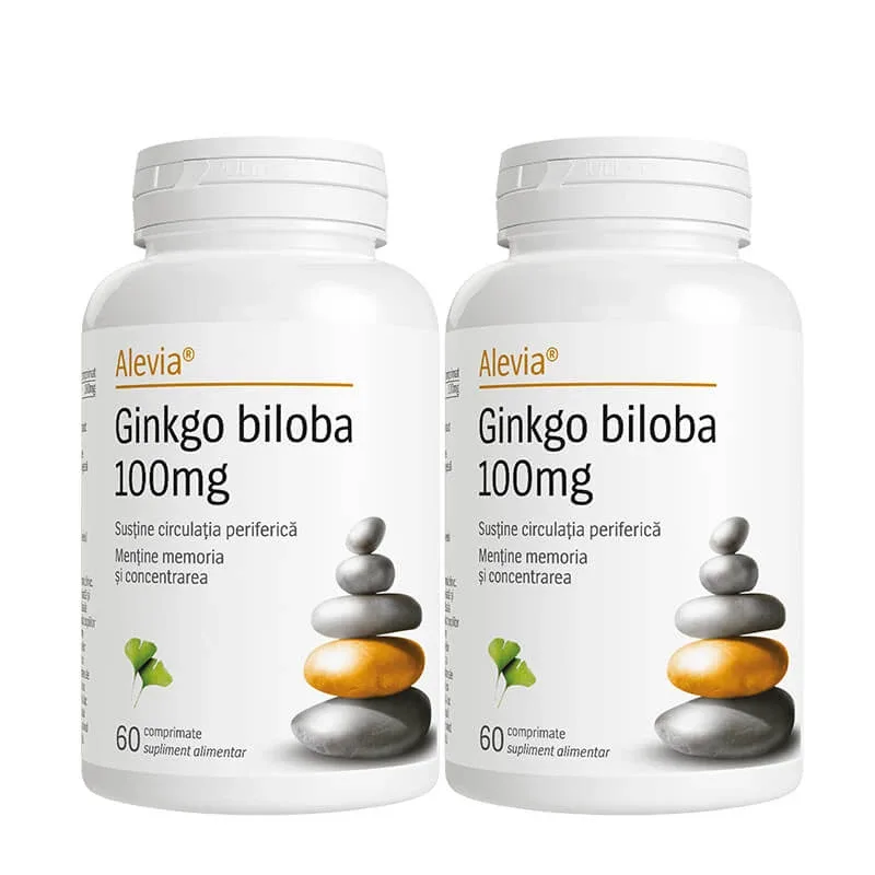 Pachet Ginkgo Biloba 100 mg, 60 + 60 comprimate, Alevia — preț și oferte
