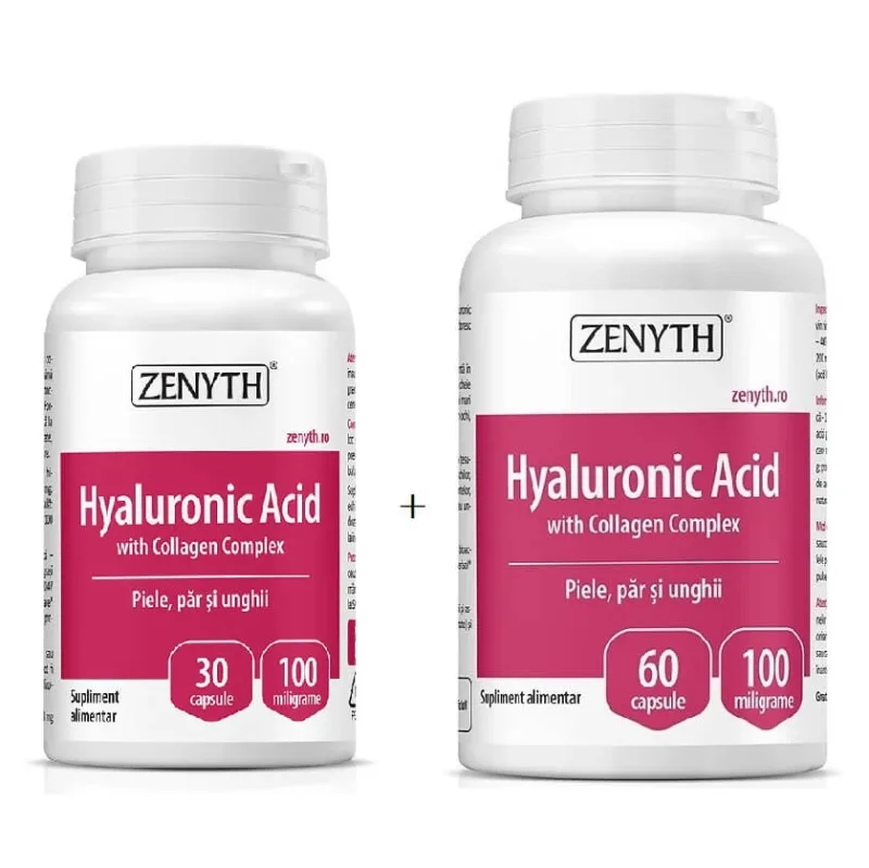 Pachet Hyaluronic Acid with Collagen Complex, 30 + 60 capsule, Zenyth — preț și oferte