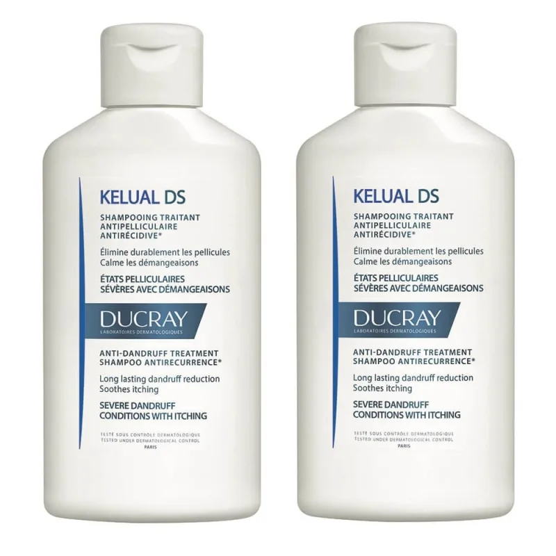 Pachet Sampon tratament pentru reducerea scuamelor cu efect anti-recidiva Kelual DS, 100 ml + 100 ml, Ducray — preț și oferte