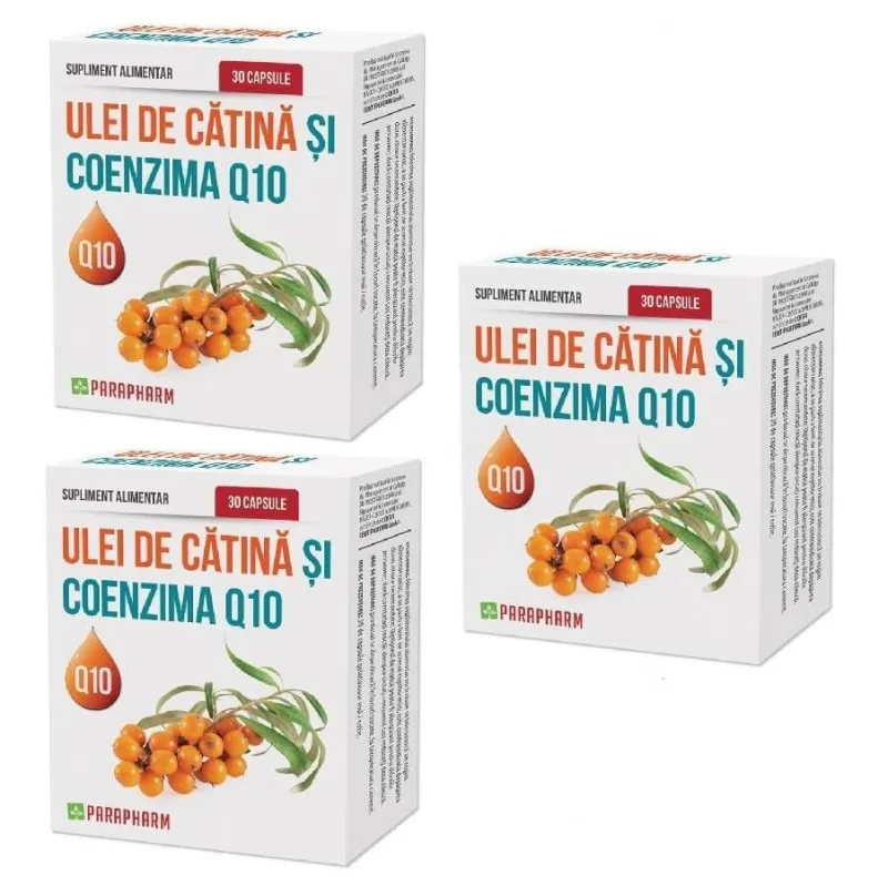 Pachet Ulei de Catină și Coenzima Q10, 30 capsule,  2+1, Parapharm — preț și oferte