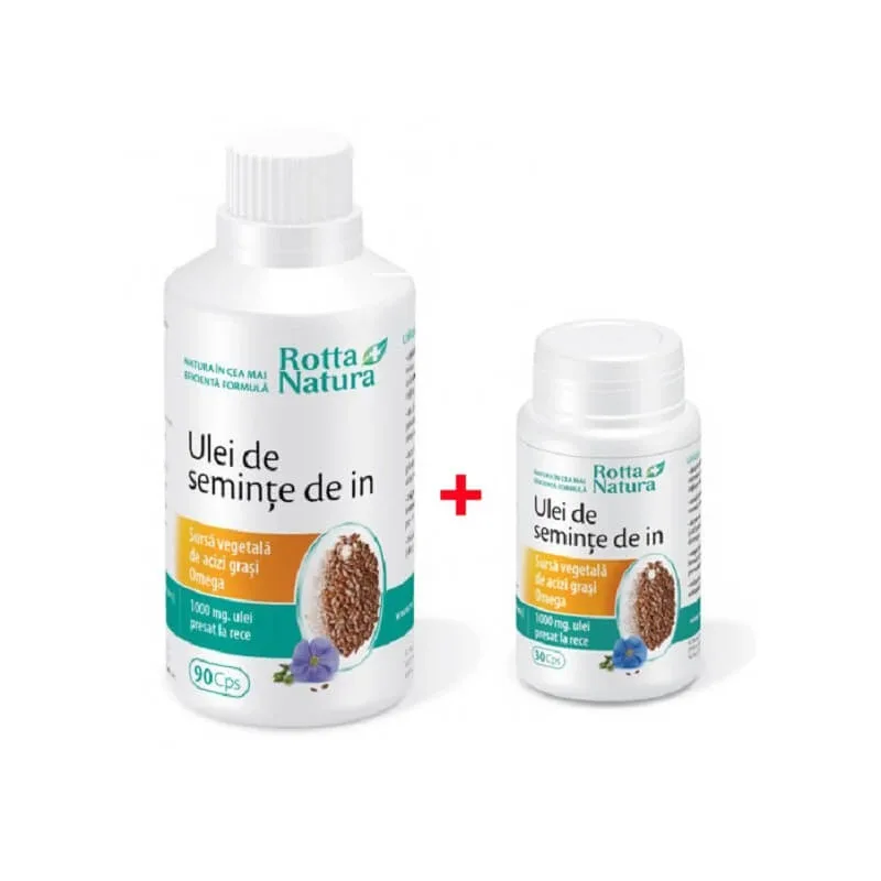 Pachet Ulei de semințe de In, 90 capsule + 30 capsule, Rotta Natura — preț și oferte
