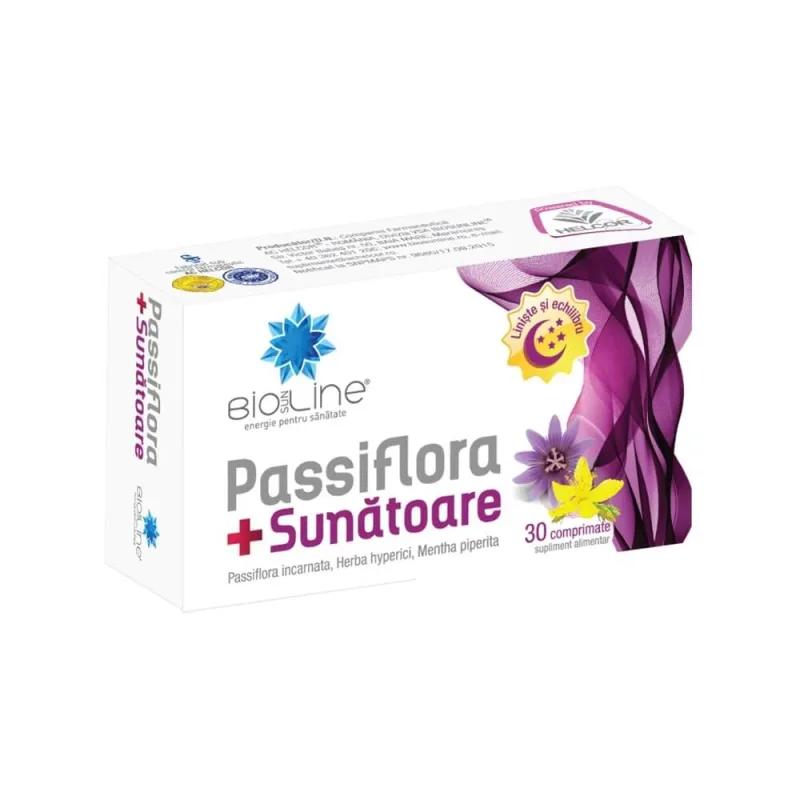 Passiflora + Sunătoare BioLine, 30 comprimate, Helcor — preț și oferte