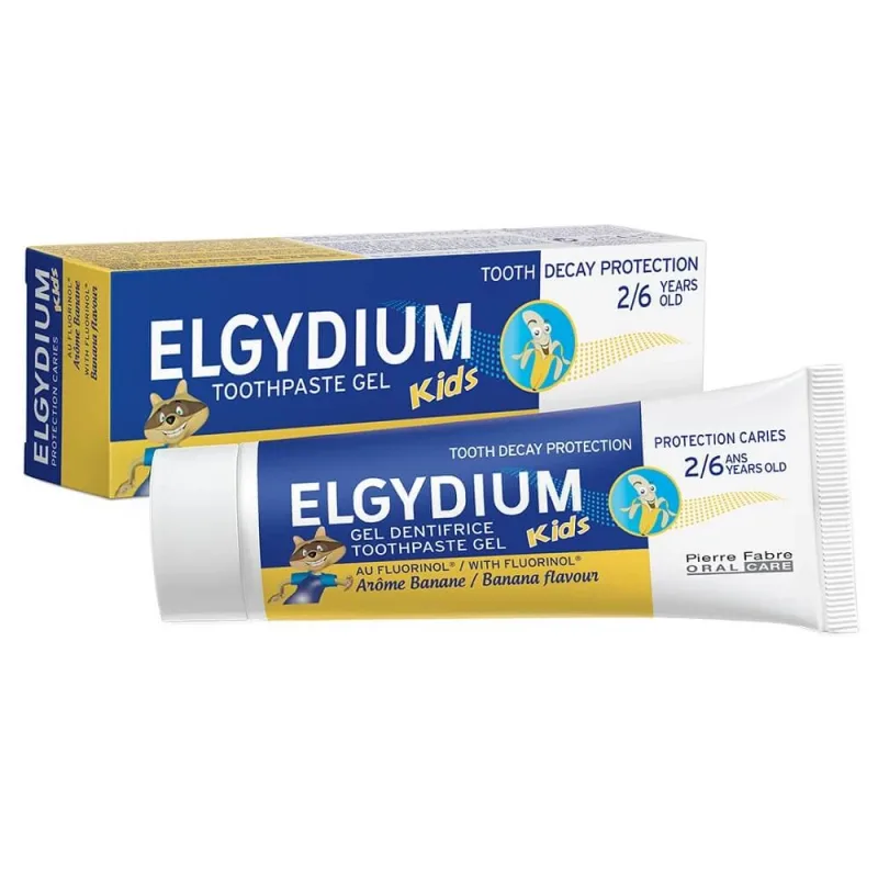 Pasta de dinti pentru copii cu aroma de banane, 2-6 ani, 50 ml, Elgydium Kids — preț și oferte