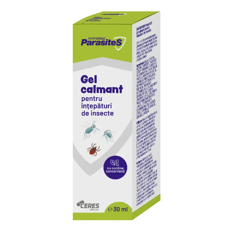 Gel calmant pentru intepaturi de insecte Santaderm Parasites, 30 ml, Viva Pharma — preț și oferte