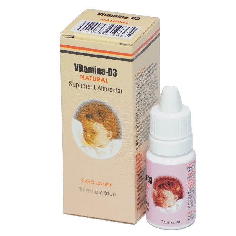 Picaturi cu Vitamina D3 Natural, 10 ml, Natural Pharmaceuticals — preț și oferte