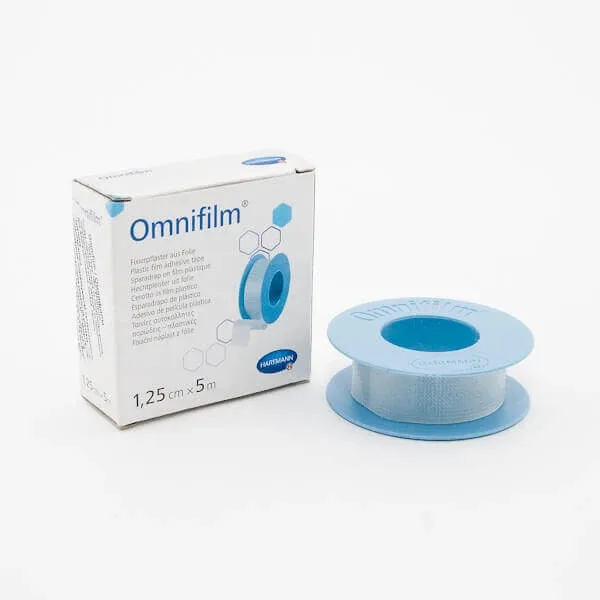 Plasture hipoalergen pe suport de folie transparentă poroasă Omnifilm (900433), 1.25cm x 5m, o bucată, Hartmann — preț și oferte