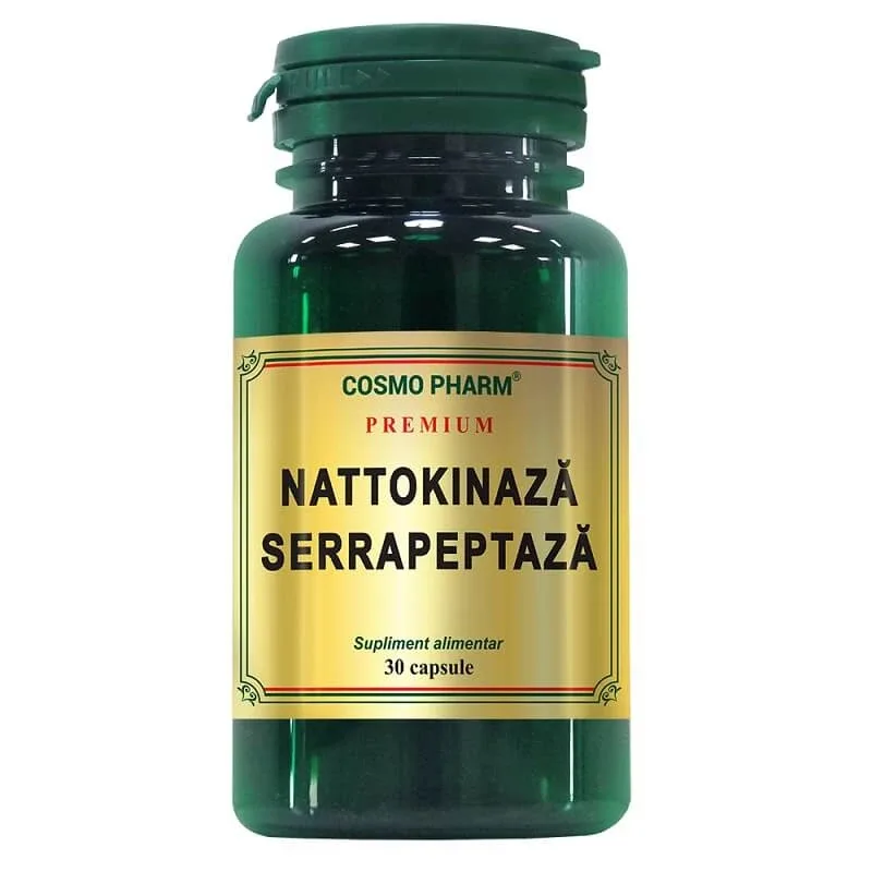 Premium Nattokinaza Serrapeptaza, 30 capsule vegetale, Cosmopharm — preț și oferte