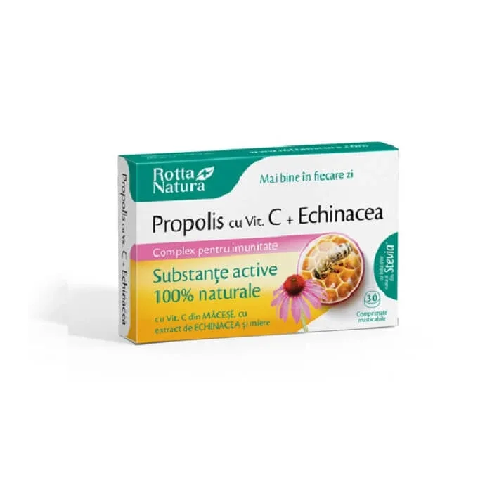 Propolis cu Vitamina C, Echinacea și miere, 30 comprimate, Rotta Natura — preț și oferte