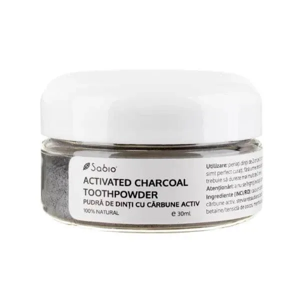 Pudra de dinti cu carbune activ, 30 ml, Sabio — preț și oferte