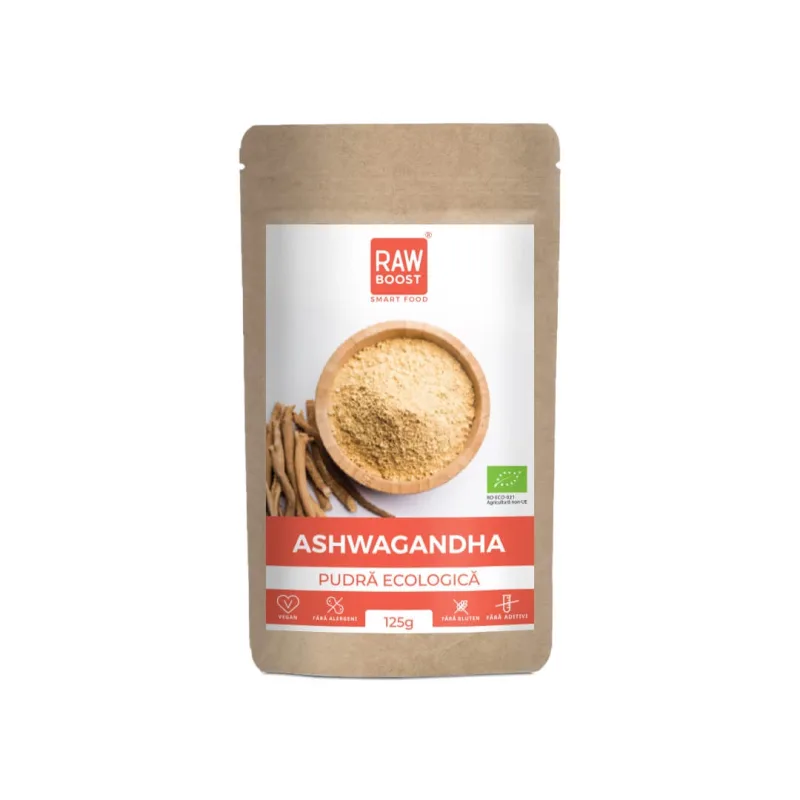 Pudra ecologica Ashwagandha, 125 g, RawBoost — preț și oferte