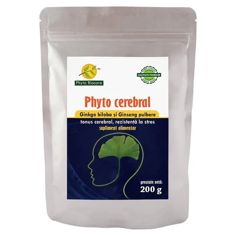 Pulbere de Ginkgo biloba și Ginseng Phyto cerebral, 200 g, Phyto Biocare — preț și oferte