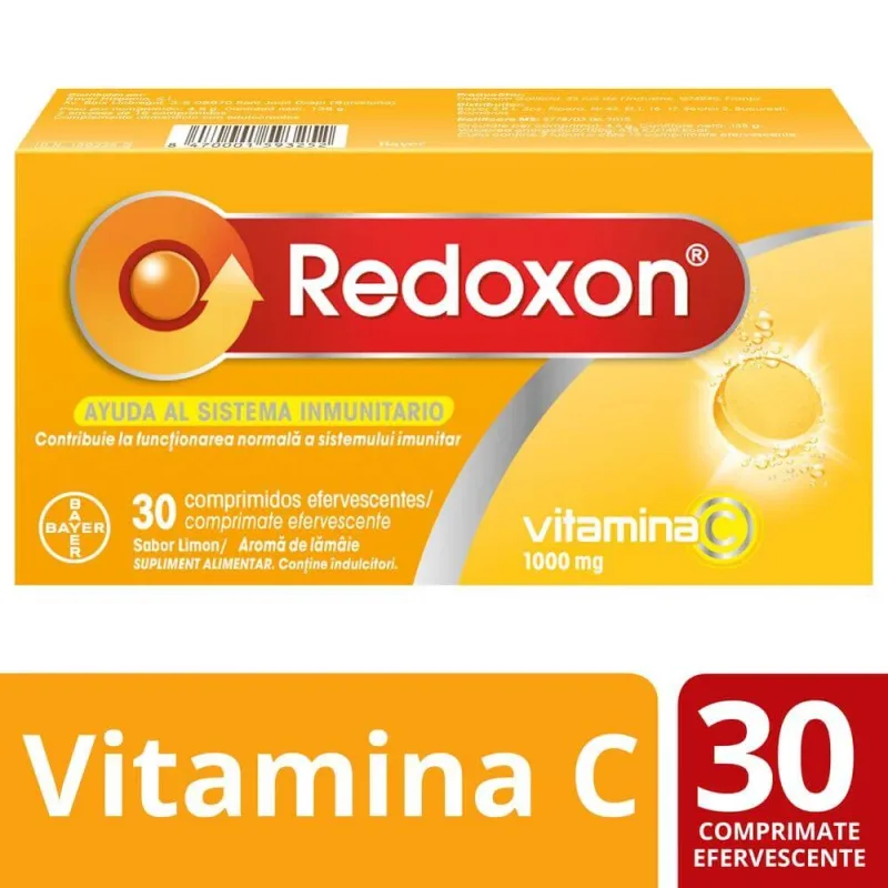 Redoxon 1000 mg vitamina C cu aroma de lamaie, 30 comprimate efervescente, Bayer — preț și oferte
