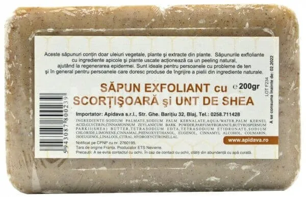 Sapun exfoliant cu scortisoara si unt de shea, 200 g, Apidava Apidava Cosmetic Line — preț și oferte