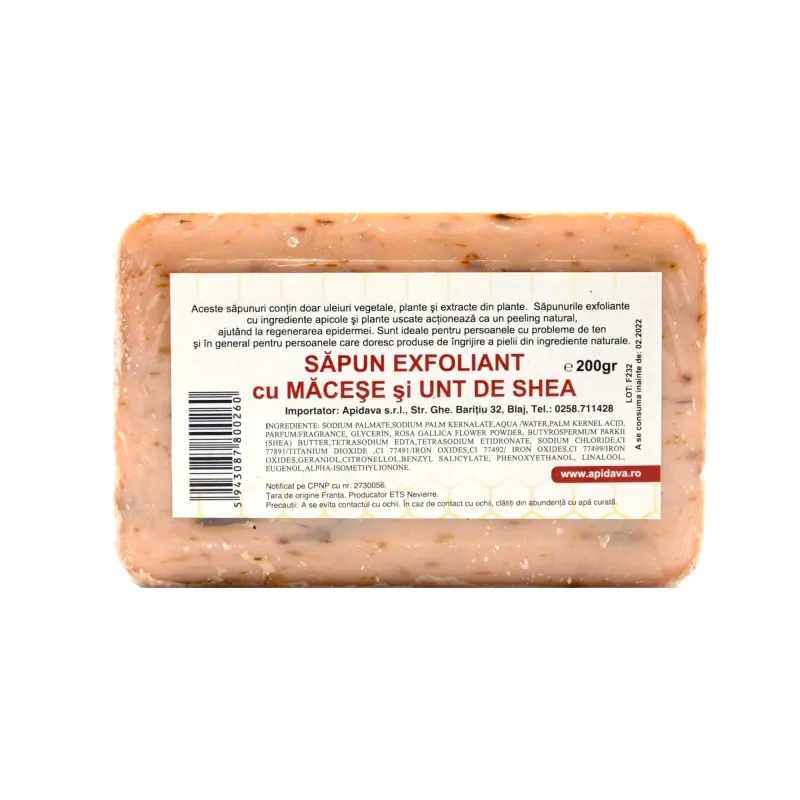Sapun exfoliant cu macese si unt de shea, 200 g, Apidava Apidava Cosmetic Line — preț și oferte