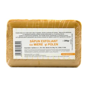 Sapun exfoliant cu miere si polen, 200 g, Apidava