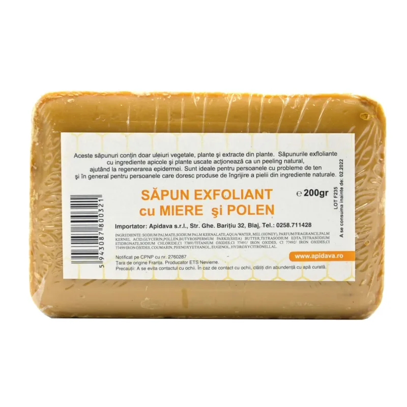Sapun exfoliant cu miere si polen, 200 g, Apidava Apidava Cosmetic Line — preț și oferte