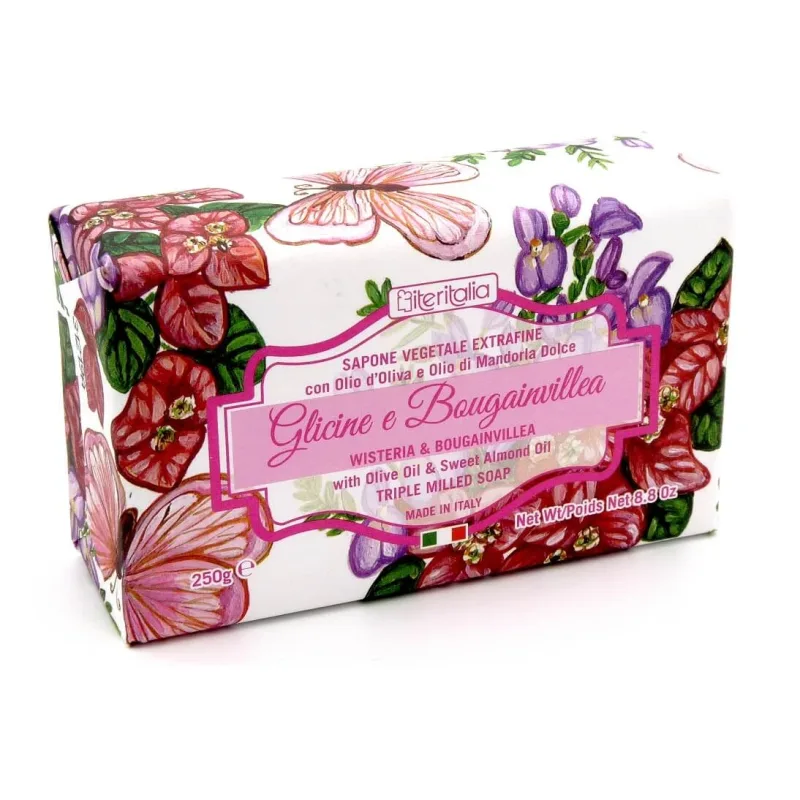 Sapun vegetal glicina Bougainvillea, ulei de măsline și ulei de migdale dulci, 250g, Iteritalia — preț și oferte
