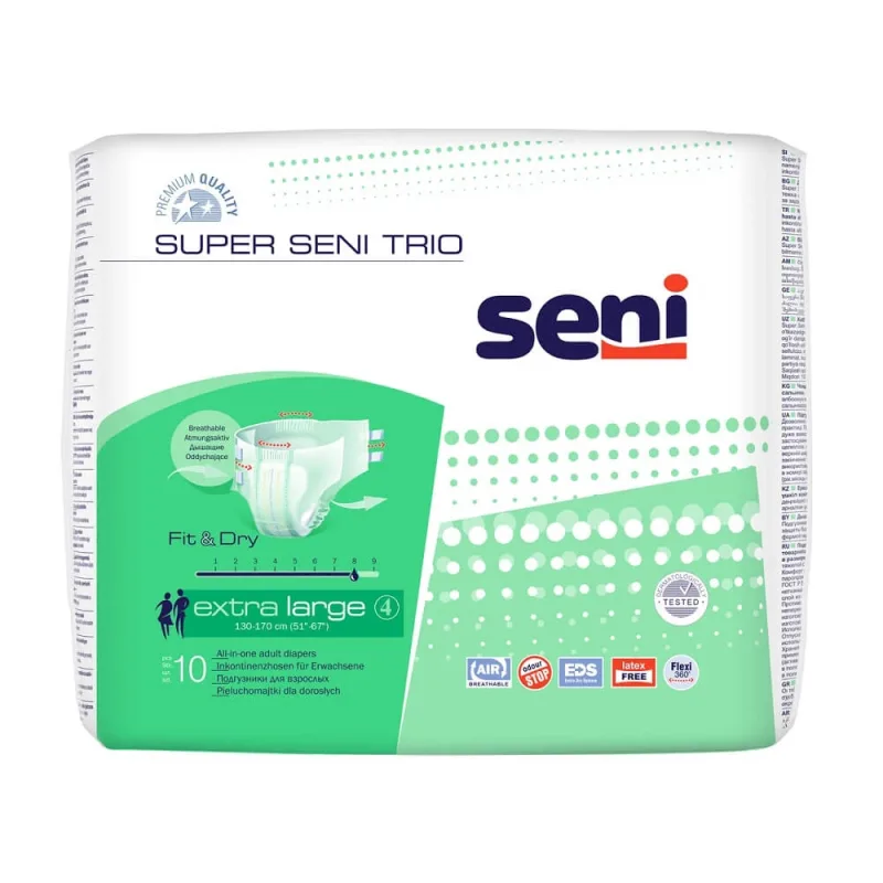 Scutece cu sistem închis, Extra Large, 10 bucati, Super Seni Trio — preț și oferte