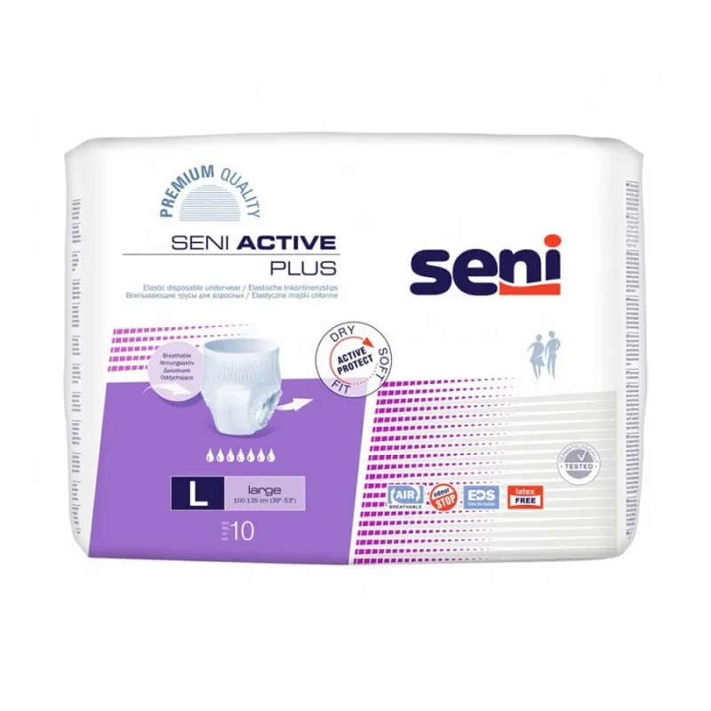 Scutece pentru adulti, Large, 10 bucăți, Seni Active Plus — preț și oferte