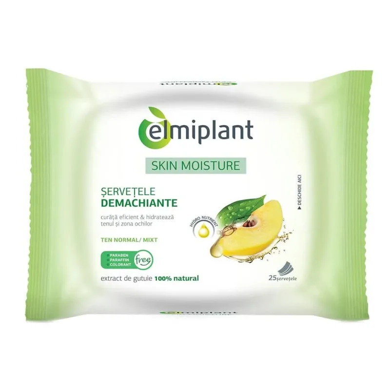 Servetele demachiante ten normal si mixt Skin Moisture, 25 bucati, Elmiplant — preț și oferte