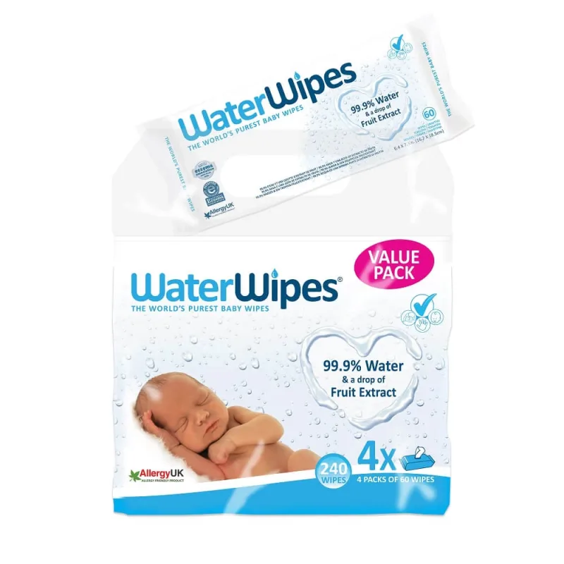 Servetele umede pentru bebelusi, 4 x 60 bucati, WaterWipes — preț și oferte