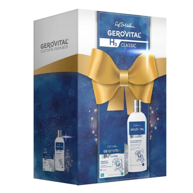 Set Gerovital GH3 Clasic Emulsie demachianta 2in1 200ml, Crema lift hidratanta 50ml, Farmec — preț și oferte