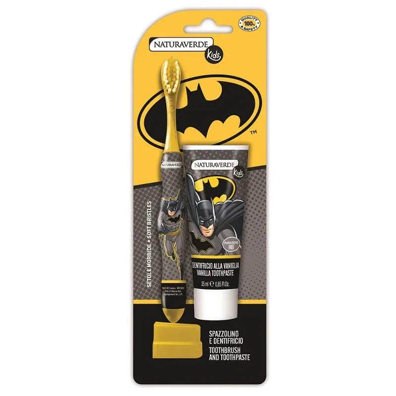 Set Periuță de dinți + Pastă de dinți Batman, 25 ml, Dentifrico Naturaverde — preț și oferte