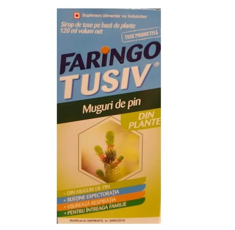 Sirop de tuse cu muguri de pin, Faringo Tusiv, 120 ml, Terapia — preț și oferte