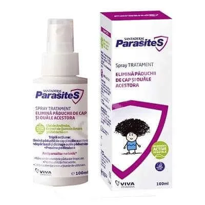 Spray tratament impotriva paduchilor Parasites Santaderm, 100 ml, Viva Pharma — preț și oferte