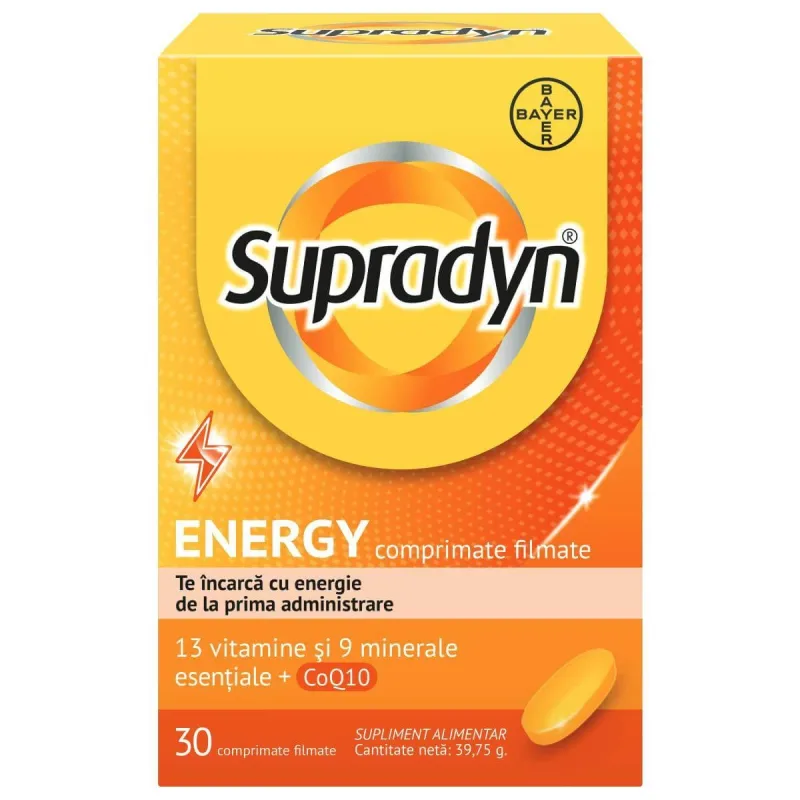 Supradyn Energy, Multivitamine și Coenzima Q10, 30 comprimate filmate, Bayer — preț și oferte