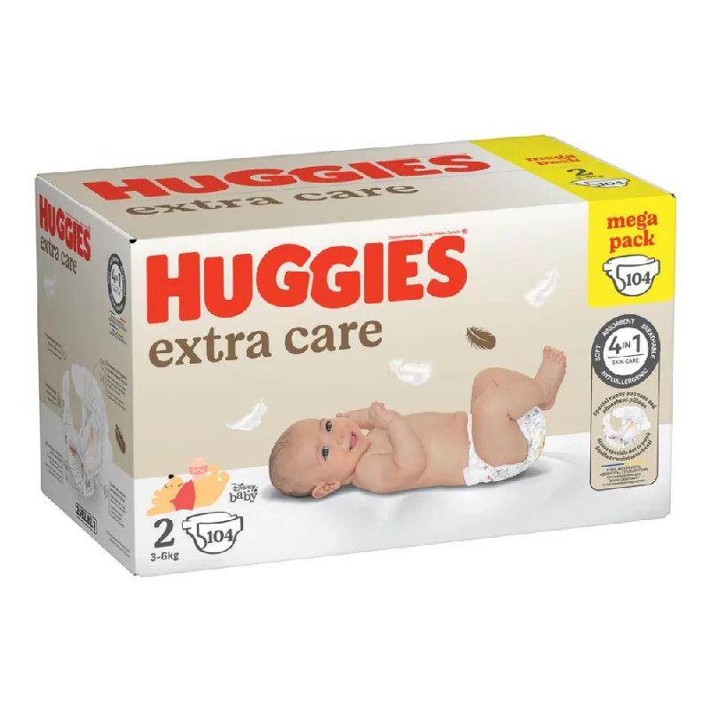 Scutece Extra Care Marimea 2, 3-6 kg, 104 bucati, Huggies — preț și oferte