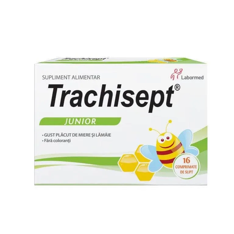 Trachisept Junior cu miere si lamaie, 16 comprimate, Labormed LABORMED PHARMA — preț și oferte