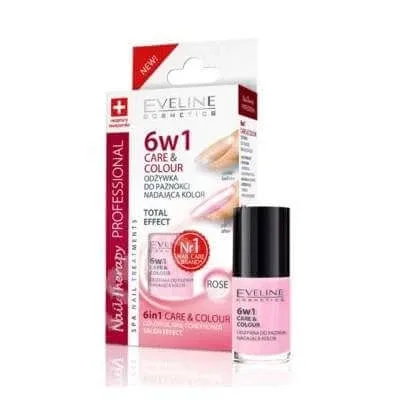 Tratament profesional Care & Colour Nail Therapy 6ÎN1 - Rose, 5 ml, Eveline Cosmetics — preț și oferte