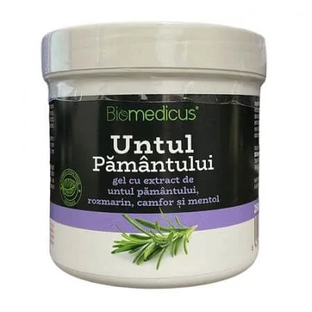 Untul Pamantului gel cu extract de rozmarin, camfor si mentol, 250 ml, Biomedicus — preț și oferte