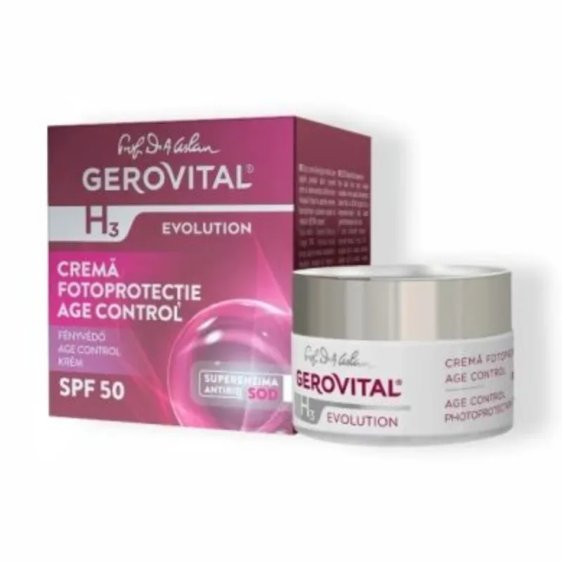 Crema de zi cu factor de protectie SPF 50 si efect antirid H3 Evolution Age Control, 50 ml, Gerovital FARMEC — preț și oferte