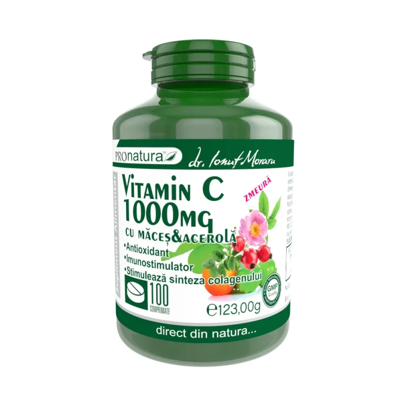 Vitamina C 1000 mg Grapefruit cu maceșe și acerola, 100 comprimate, Pro Natura — preț și oferte