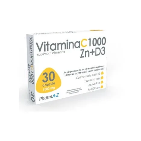 Vitamina C 1OOO Zn+D3, 30 capsule, PharmA-Z — preț și oferte