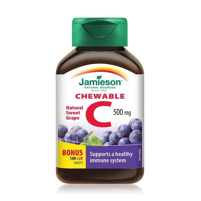 Vitamina C 500 mg aroma de struguri, 120 comprimate masticabile, Jamieson JAMIESON LABORATOIRES — preț și oferte